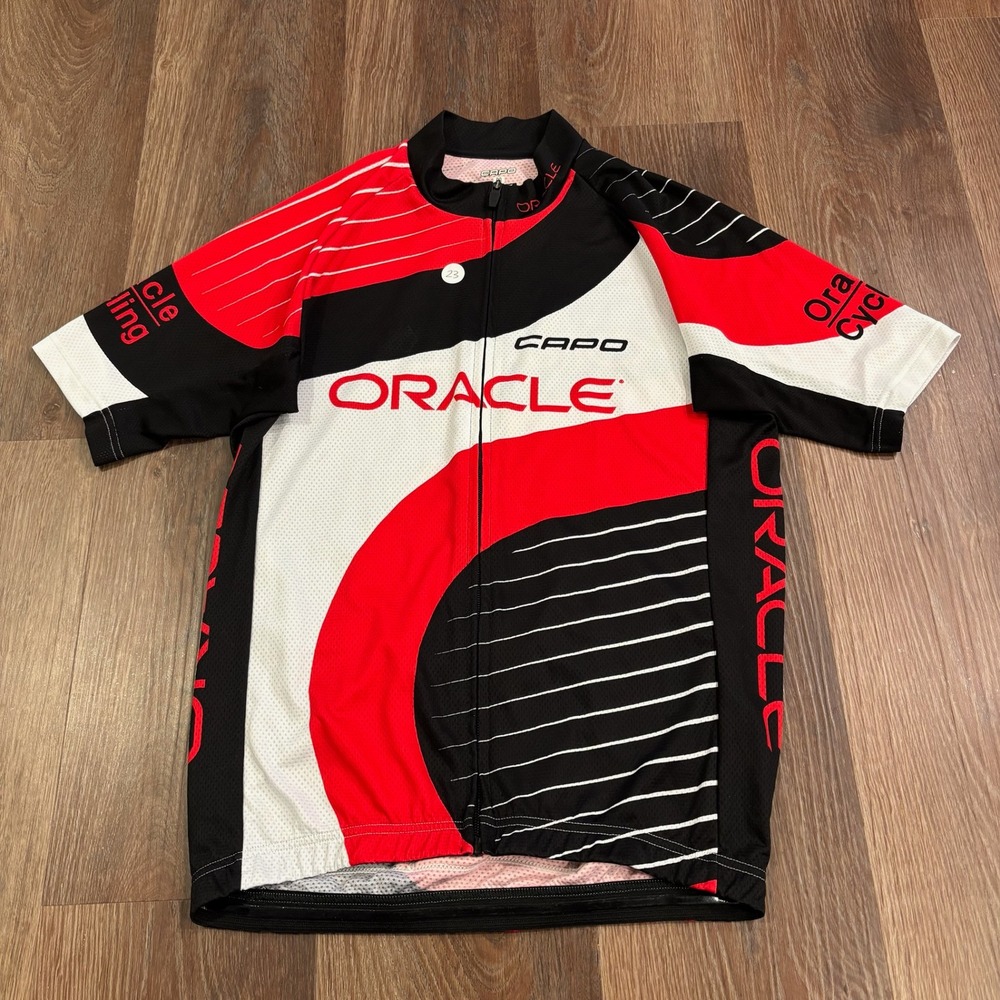CAPO Oracle Cycling Jersey Men's Size Medium Short Sleeve Black Red White‎